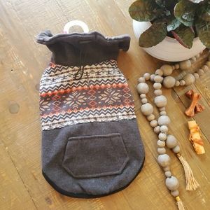 Fabdog Pet Apparel Sherpa Gray And Orange Aztec High Collar Sweatshirt Jacket